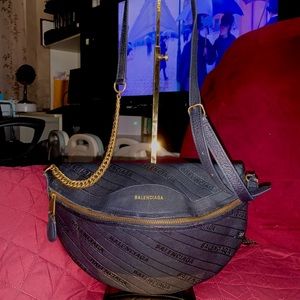 Balenciaga Souvenir Belt Bag Logo Embossed Leather XXS